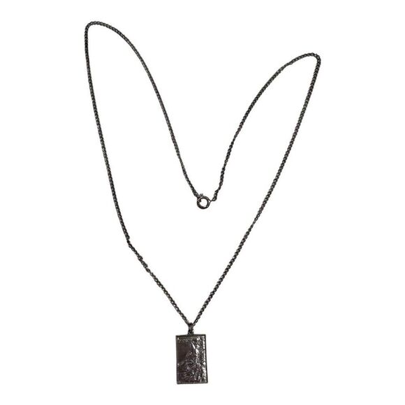 925 Sterling Silver Israel Necklace Judaism Rectangular Pendant Textured Design - Picture 6 of 9